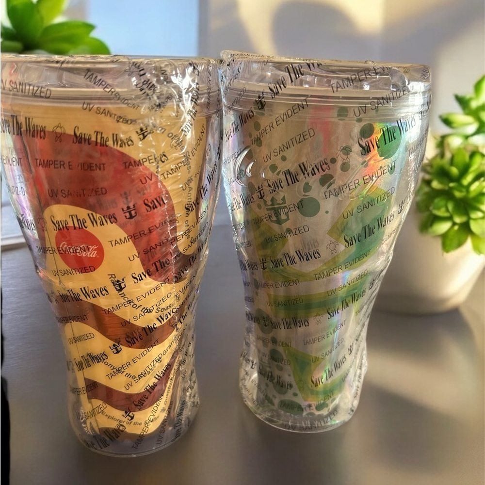 2 Royal Caribbean Cruise Line Save The Waves Tumblers Sealed Coca-Cola